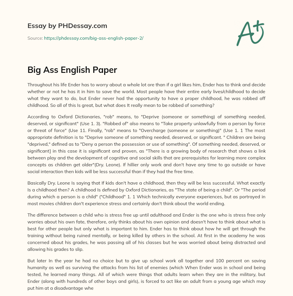 Big Ass English Paper essay