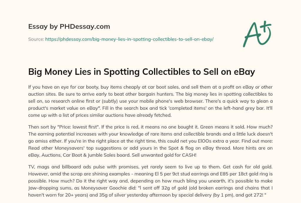 Big Money Lies in Spotting Collectibles to Sell on eBay essay