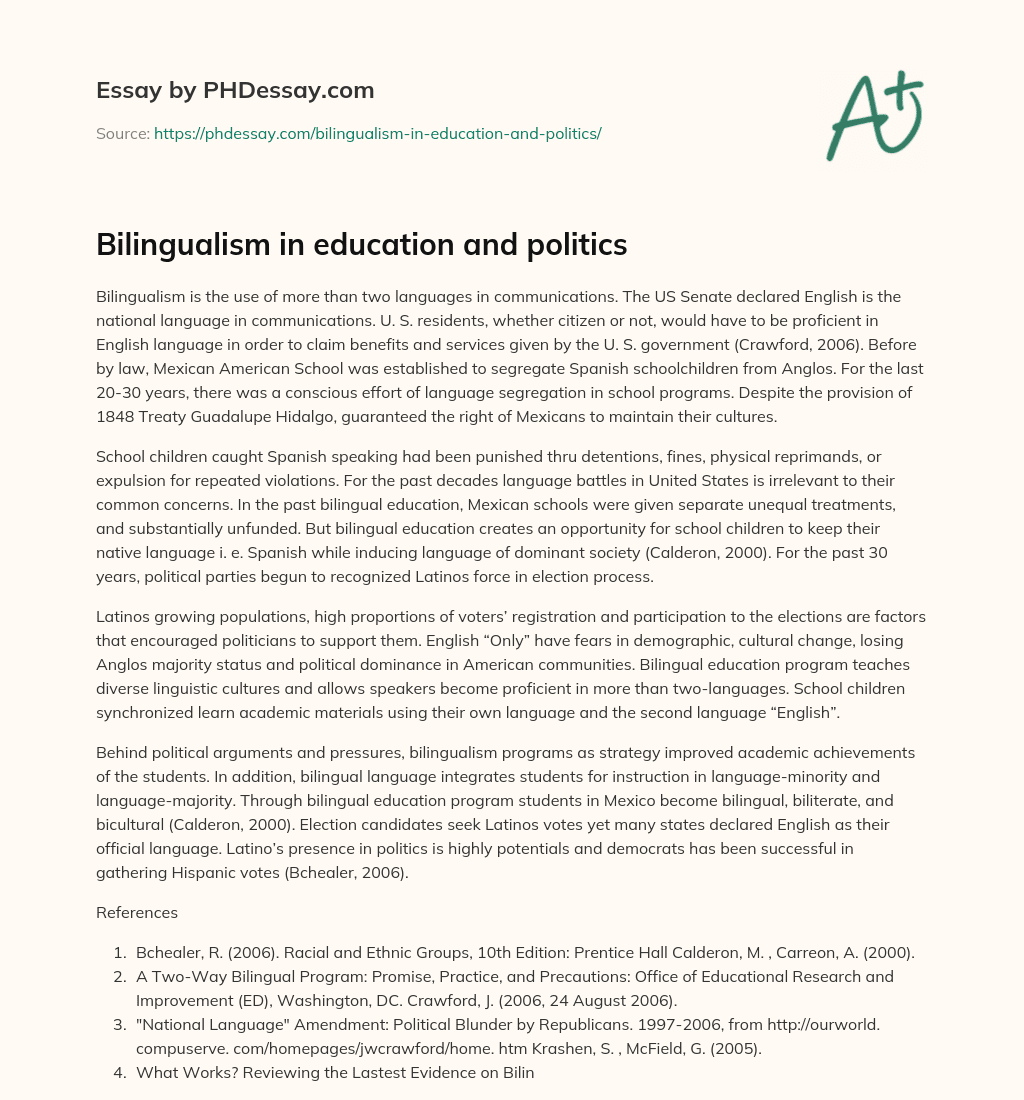 Bilingualism in education and politics essay