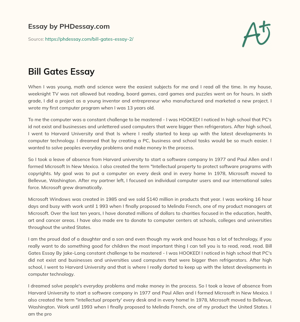 Bill Gates Essay essay