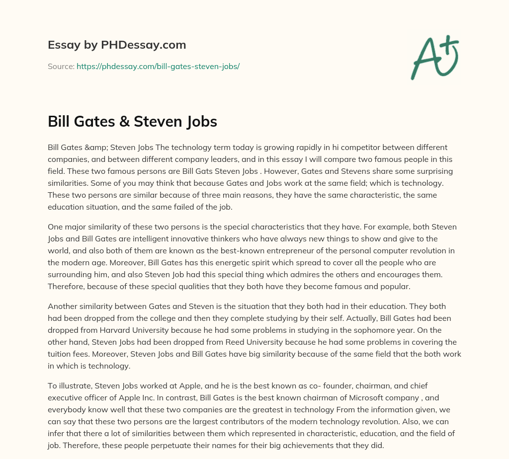 Bill Gates & Steven Jobs essay