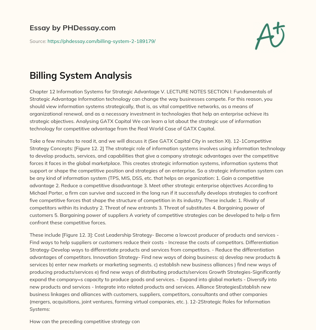 Billing System Analysis essay