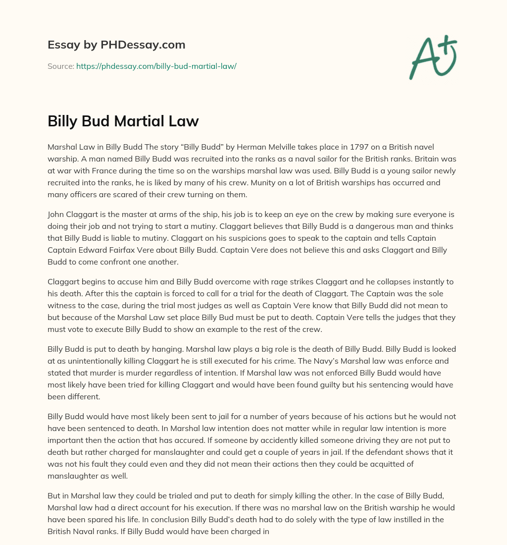 Billy Bud Martial Law essay