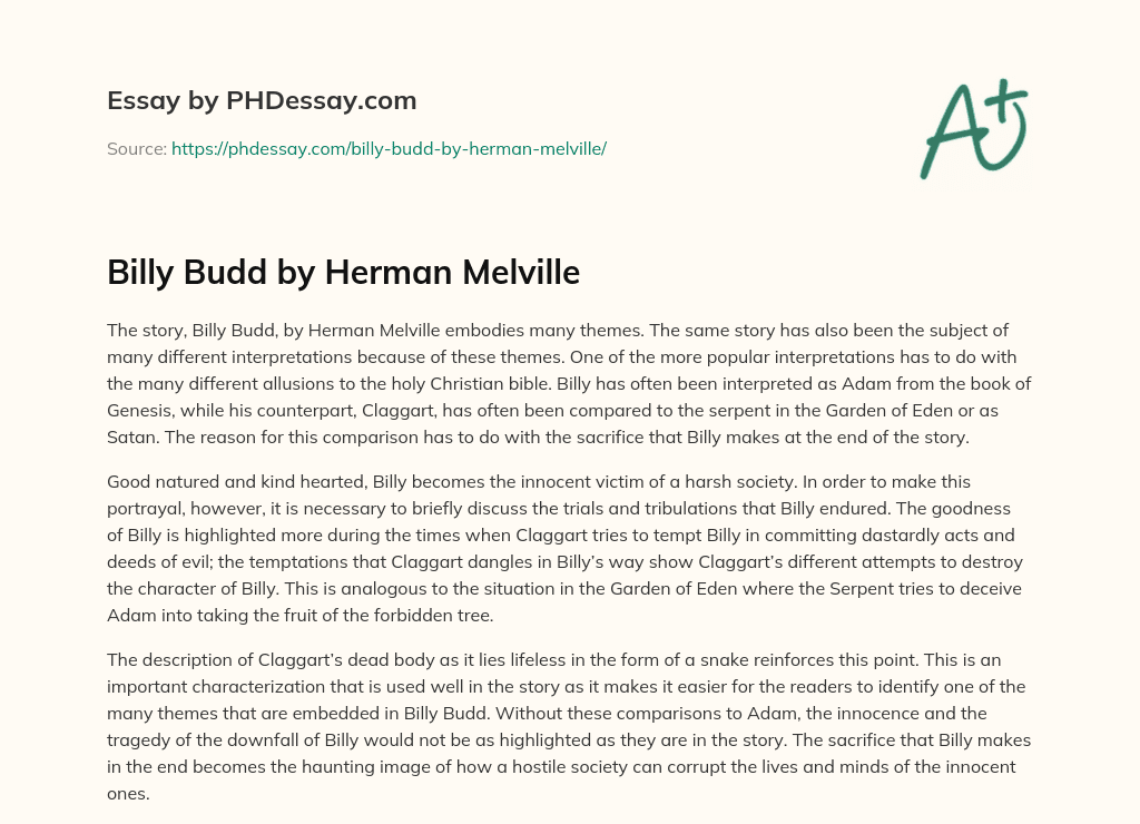 Billy Budd by Herman Melville essay