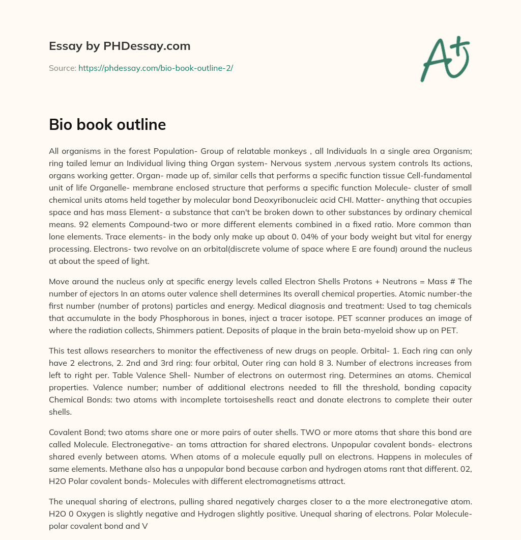 Bio book outline essay