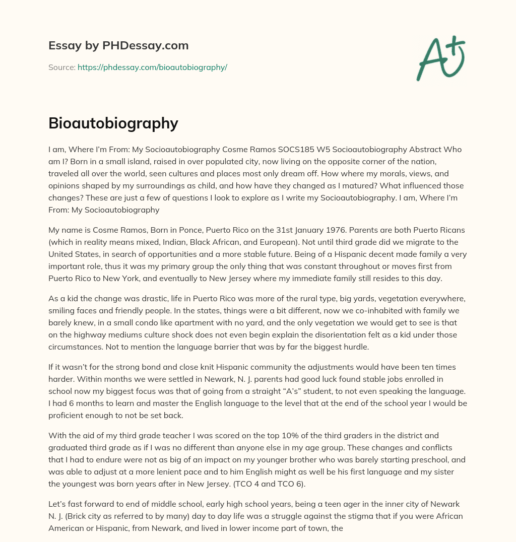 Bioautobiography essay