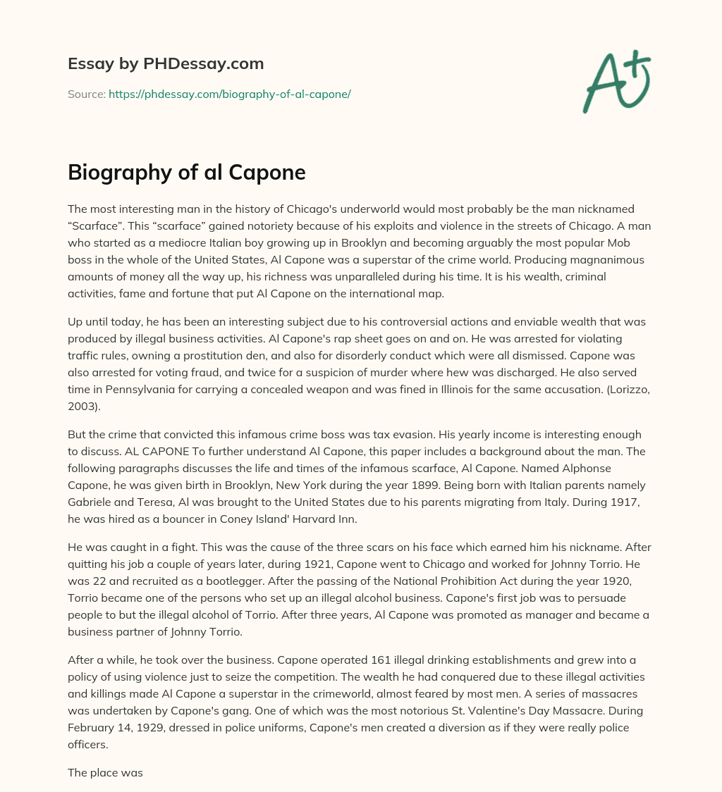 Biography of al Capone essay
