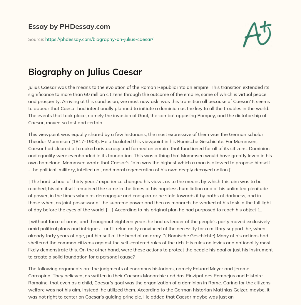 Biography on Julius Caesar essay