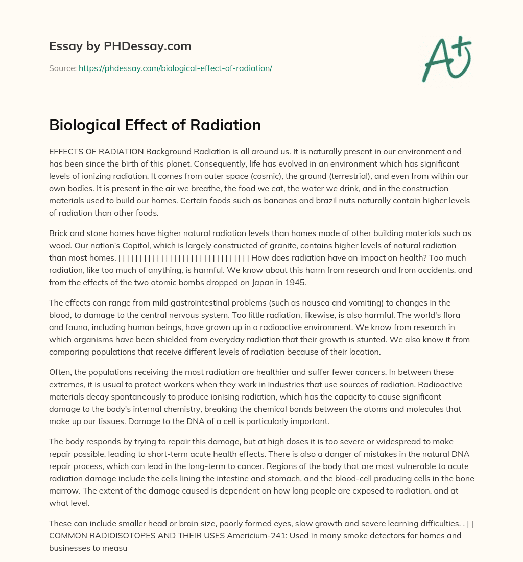 Biological Effect of Radiation essay