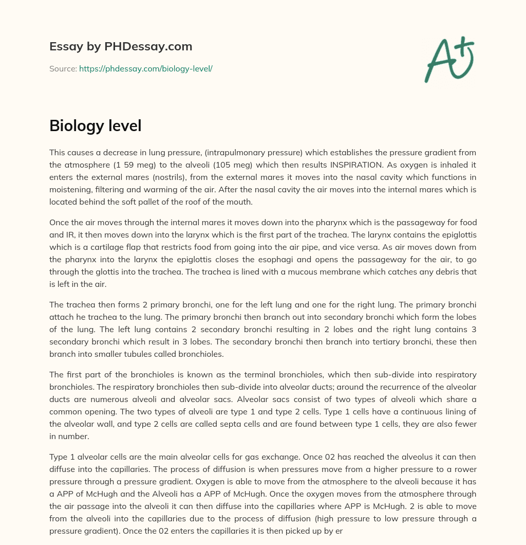 Biology level essay