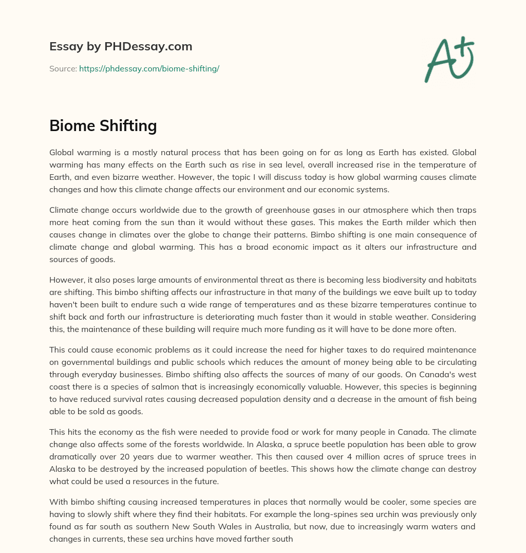 Biome Shifting essay