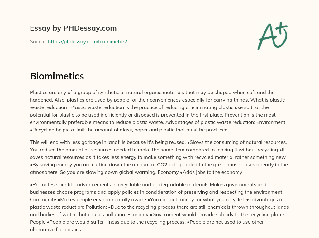 Benefits of Plastic Waste Reduction: Environment and Economy essay