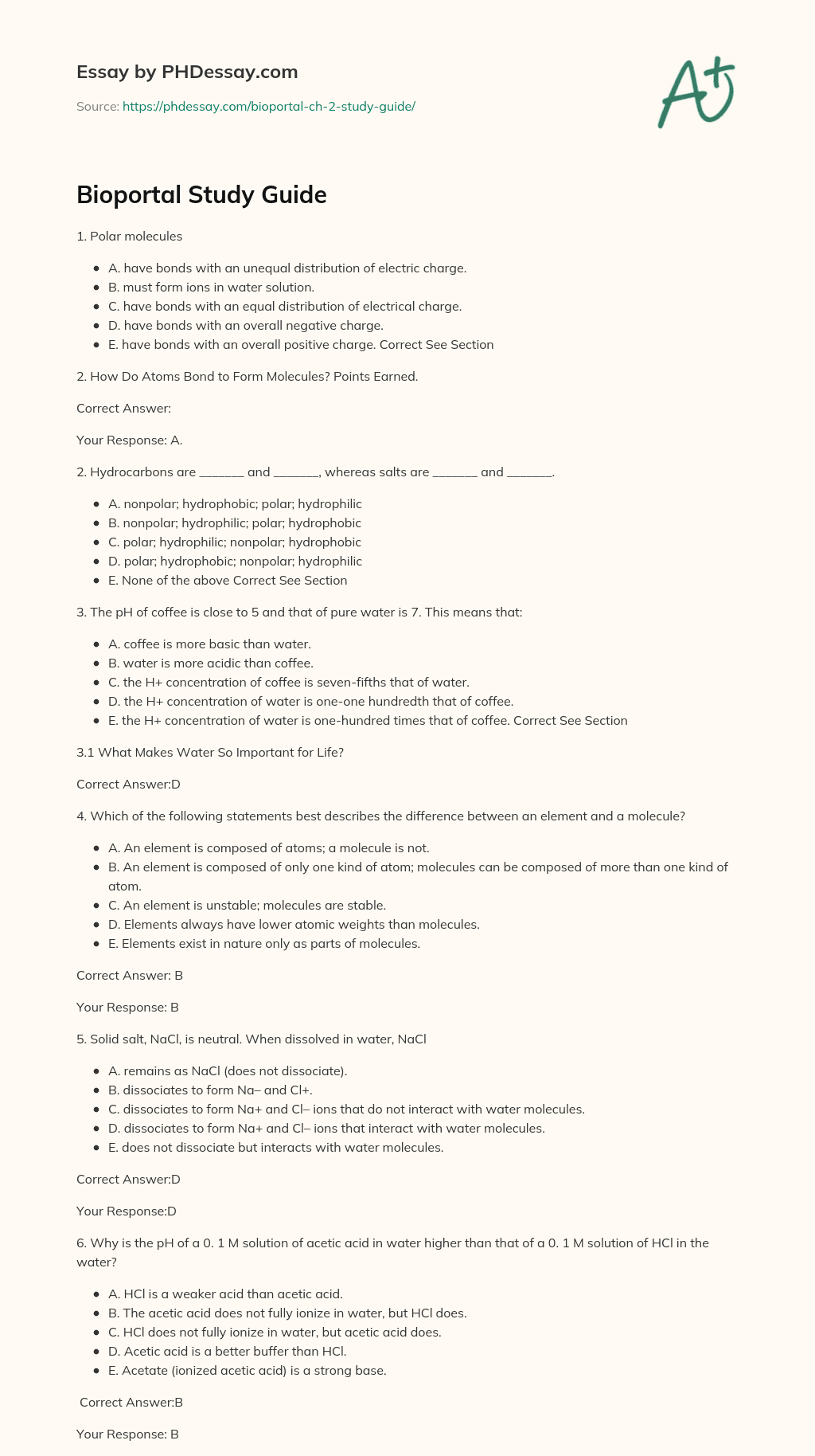 Bioportal Study Guide essay