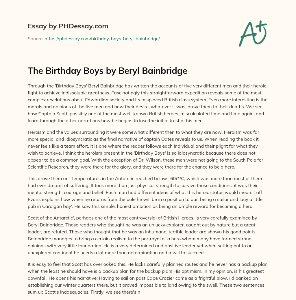 The Birthday Boys by Beryl Bainbridge essay