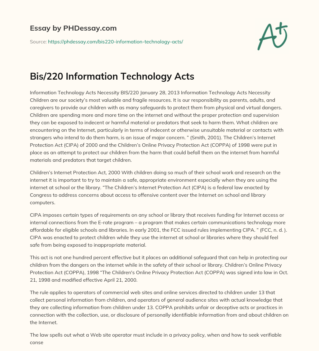 Information Technology Acts Necessity essay