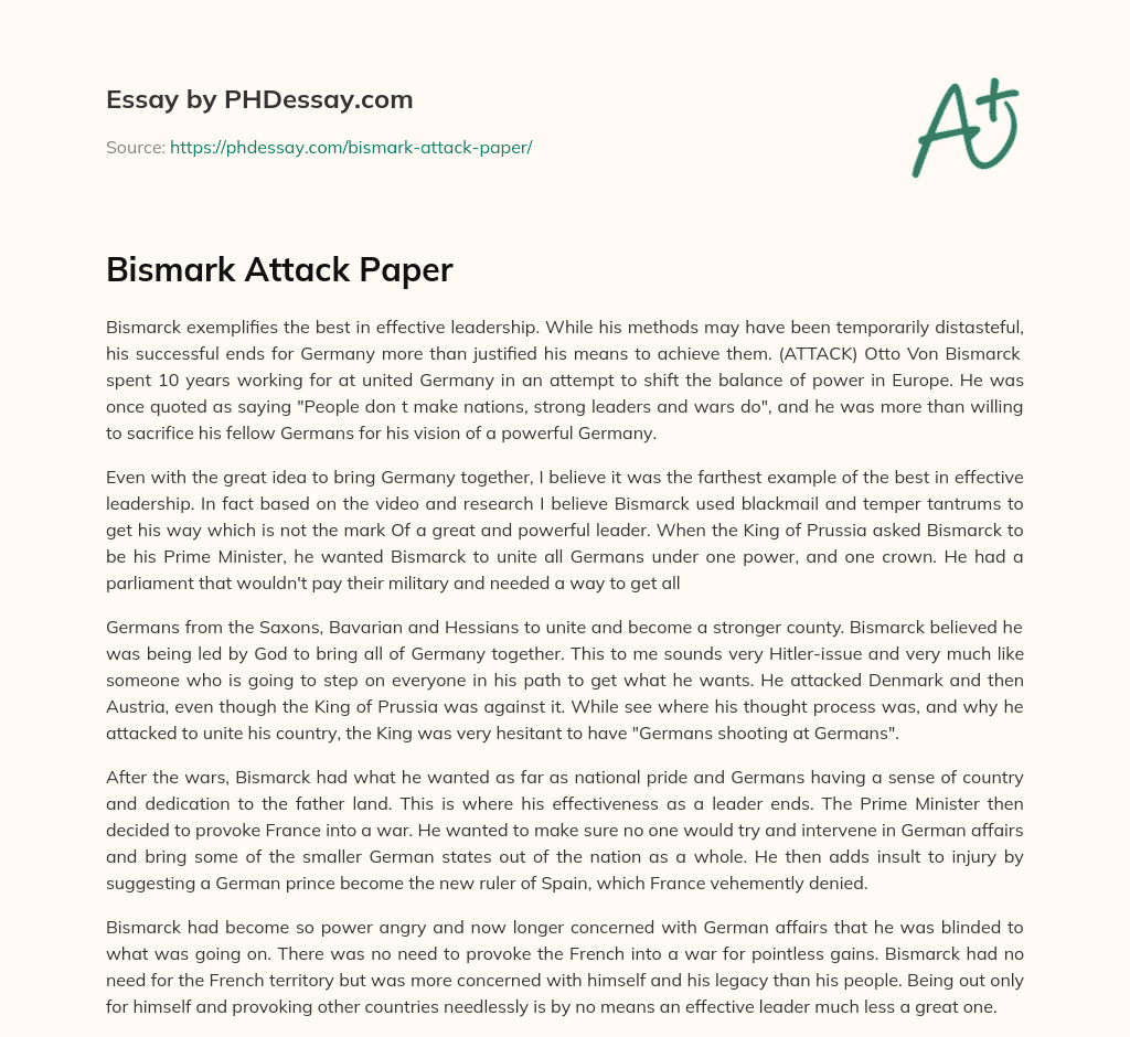 Bismark Attack Paper essay