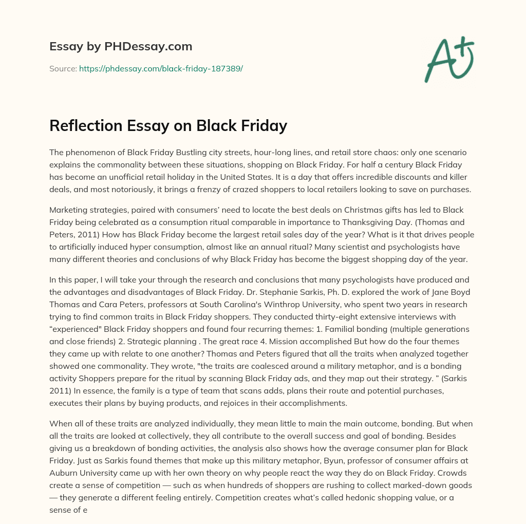 Reflection Essay on Black Friday essay