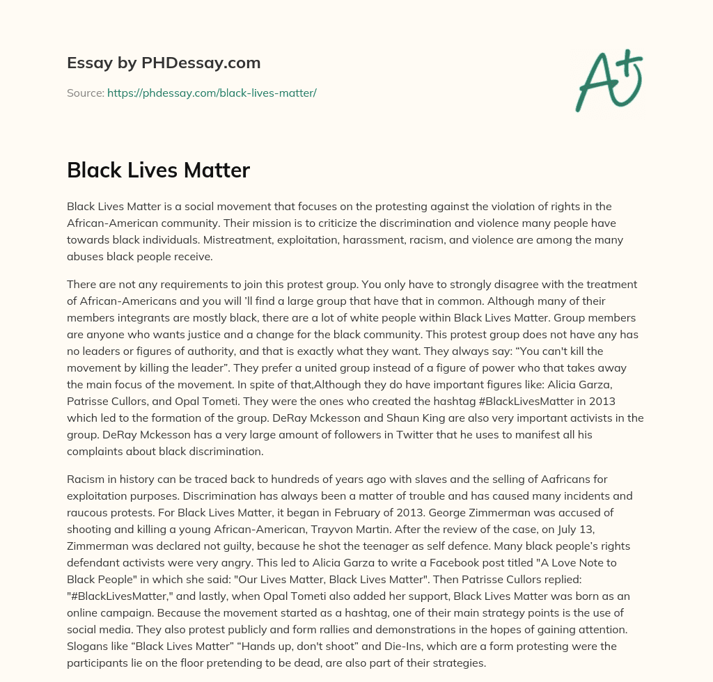 Black Lives Matter essay