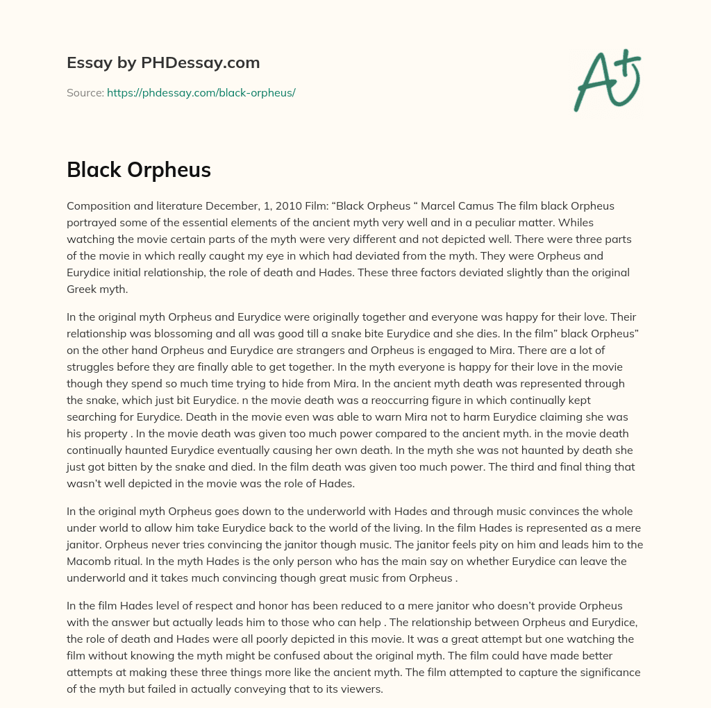 Black Orpheus essay