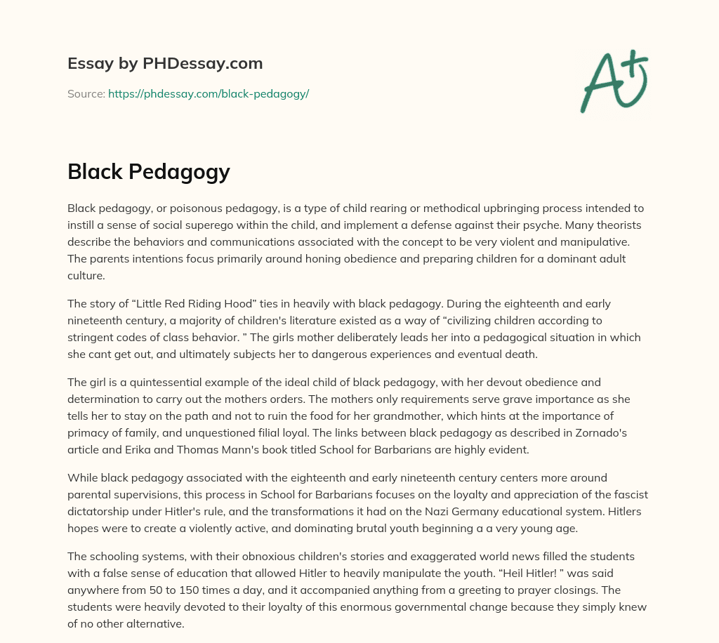 Black Pedagogy essay