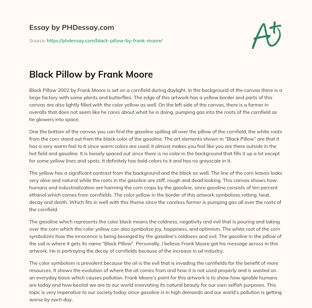 Black Pillow by Frank Moore essay