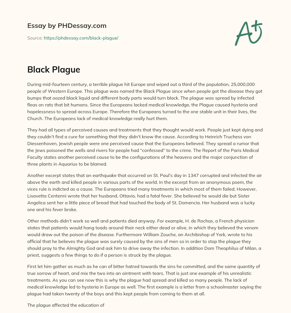 Black Plague essay