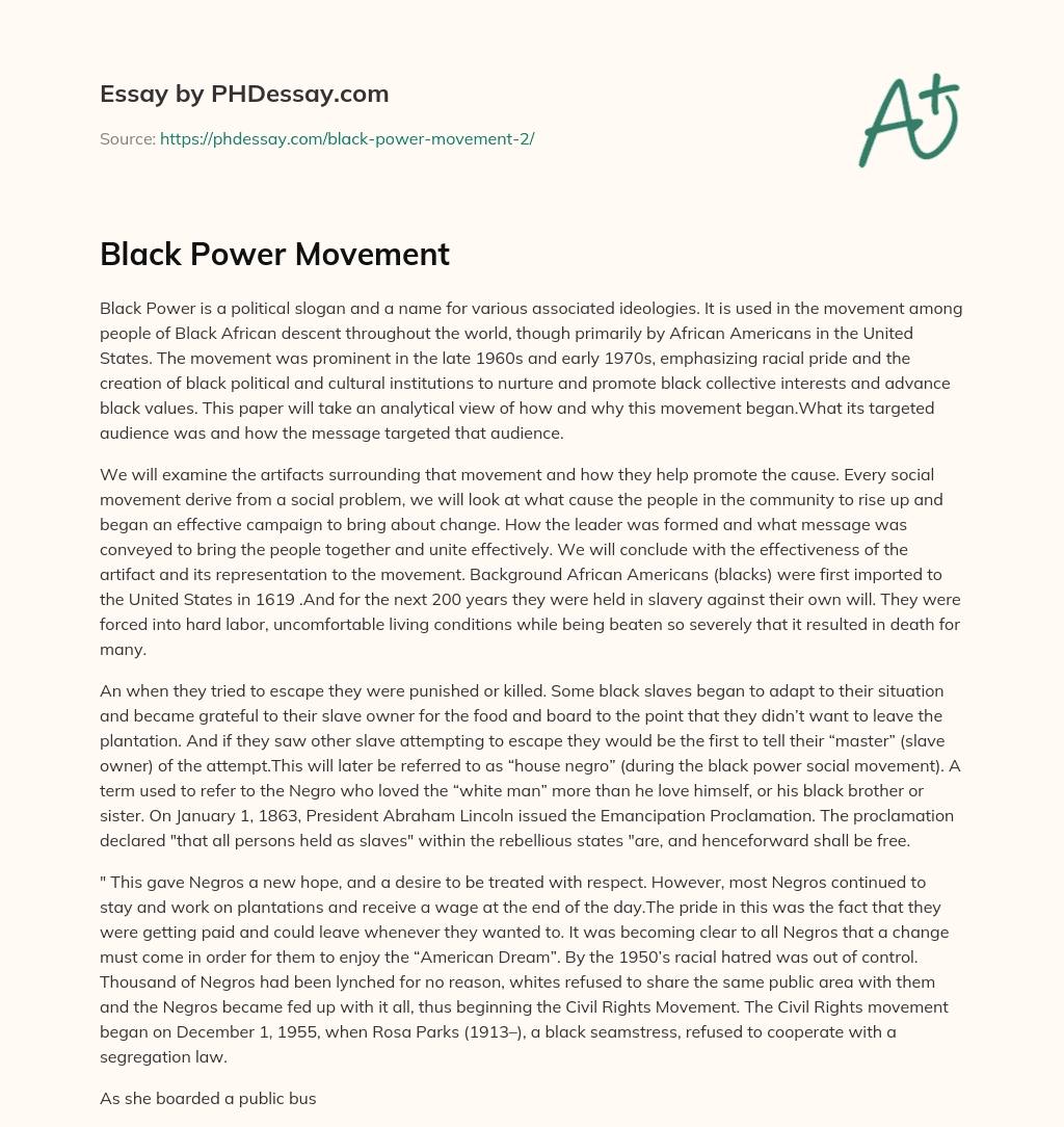 Black Power Movement essay