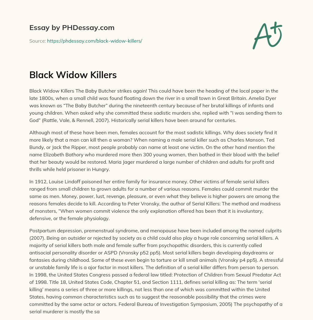 Black Widow Killers essay
