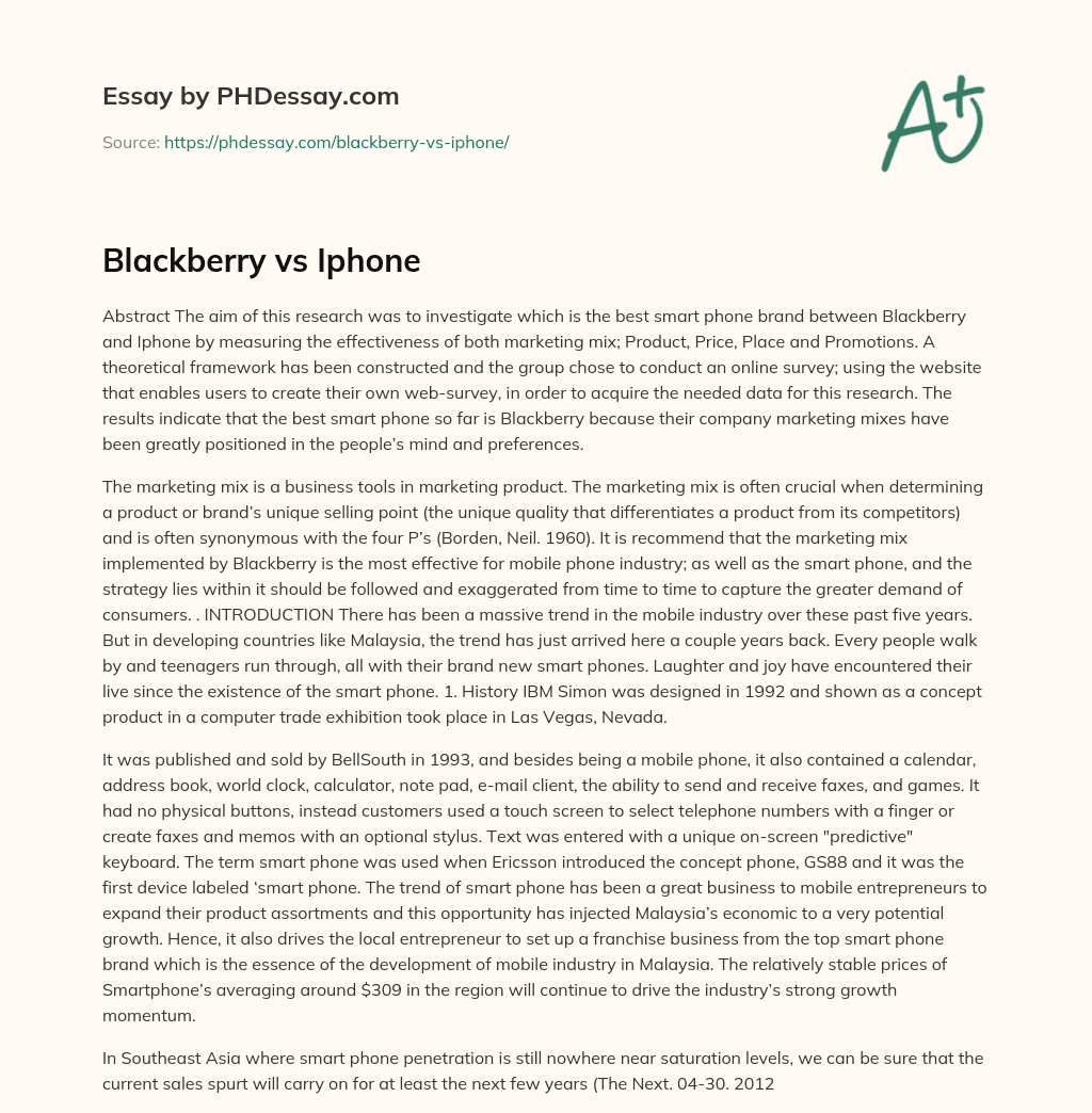 Blackberry vs Iphone essay