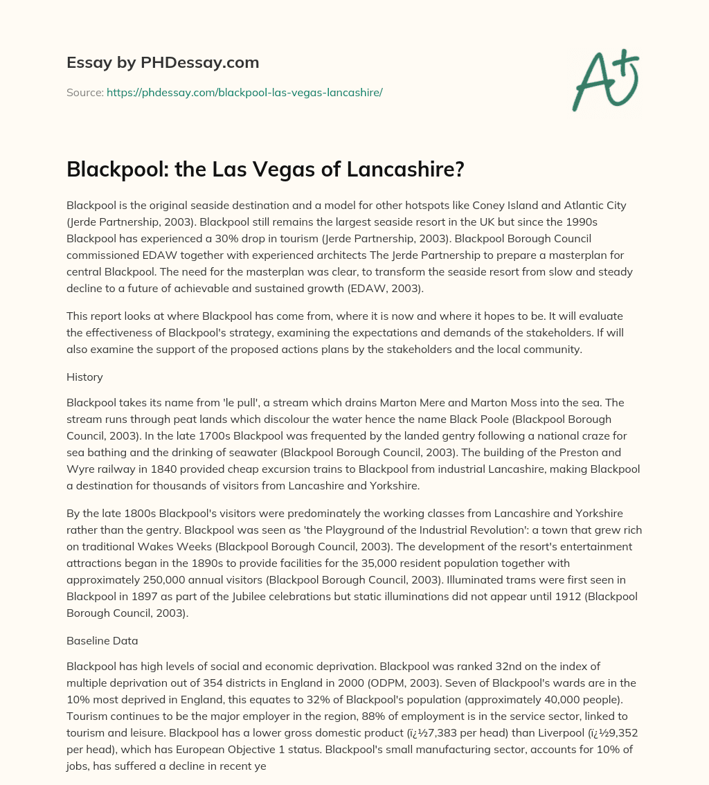 Blackpool: the Las Vegas of Lancashire? essay
