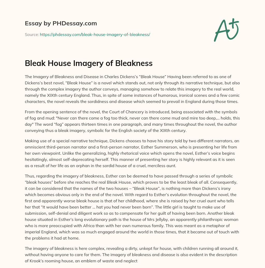 Bleak House Imagery of Bleakness essay