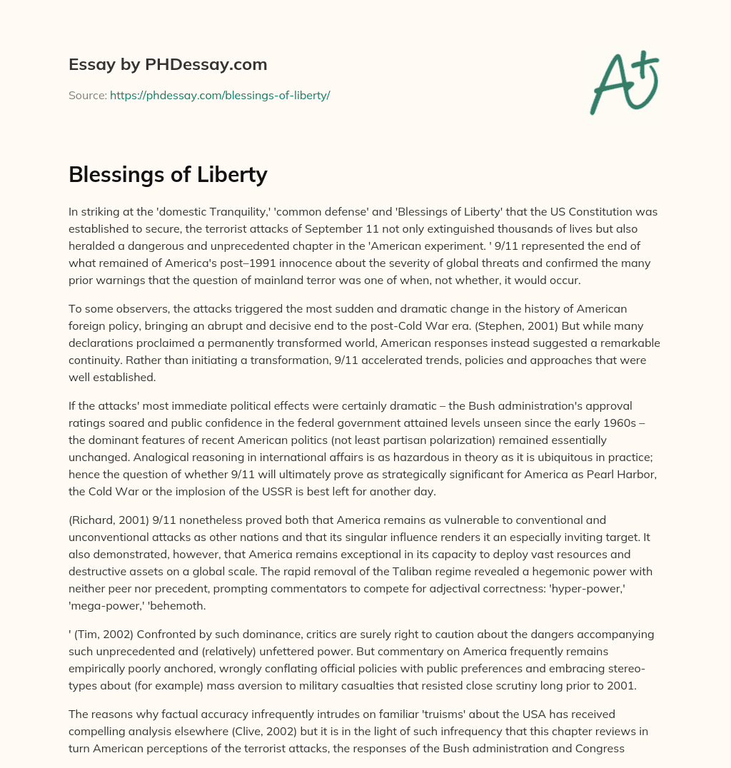 Blessings of Liberty essay