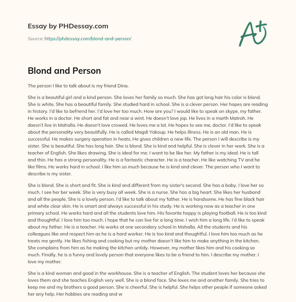Blond and Person essay