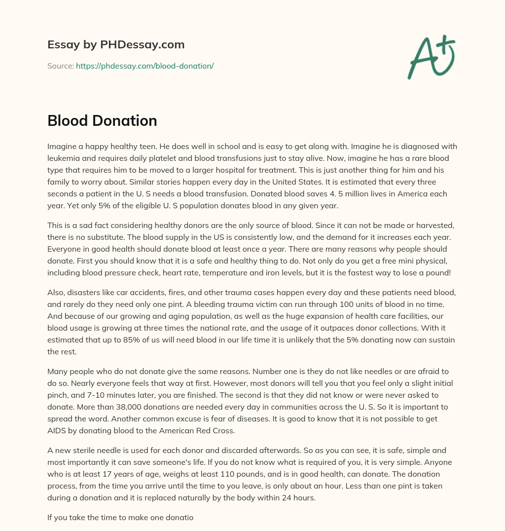 Blood Donation essay