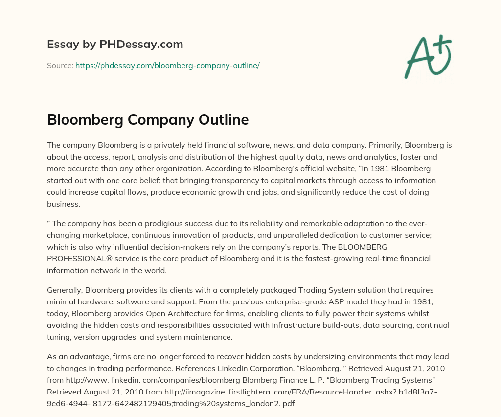 Bloomberg Company Outline essay