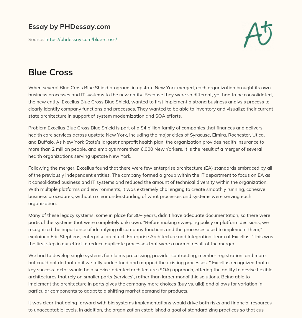 Blue Cross essay