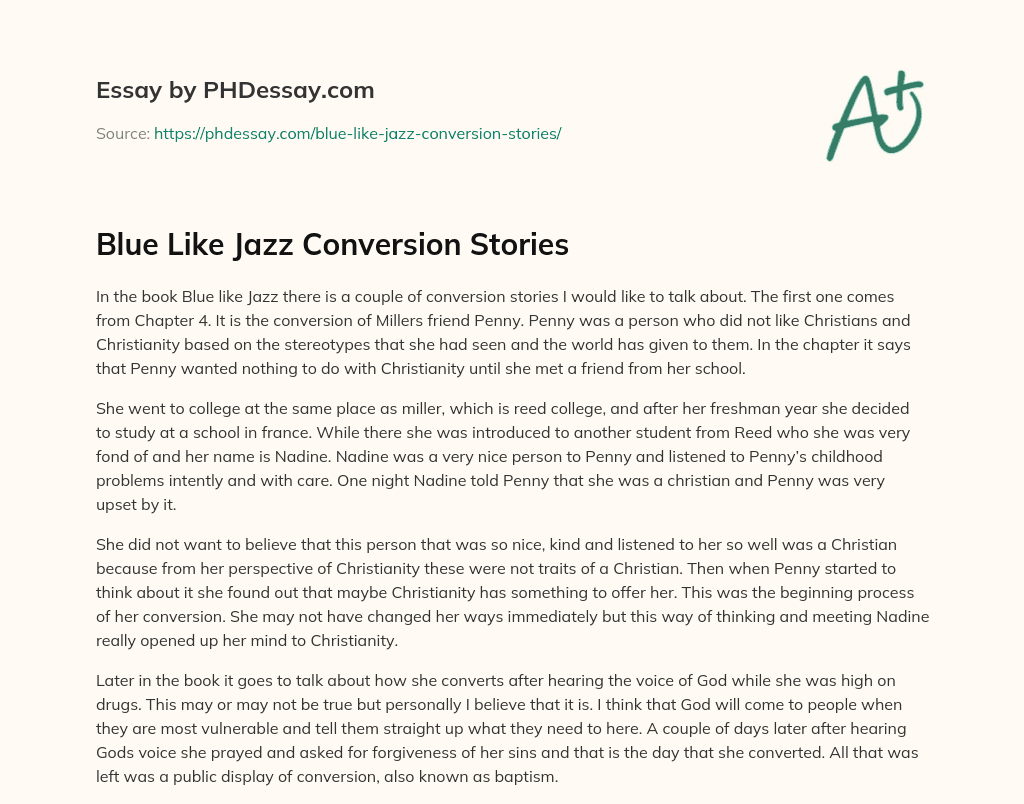 Blue Like Jazz Conversion Stories essay