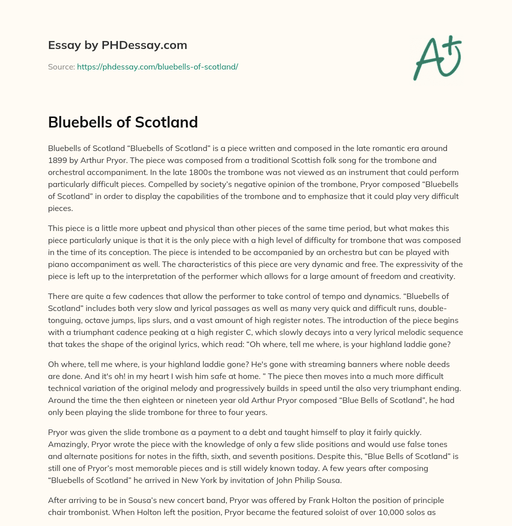 Bluebells of Scotland essay