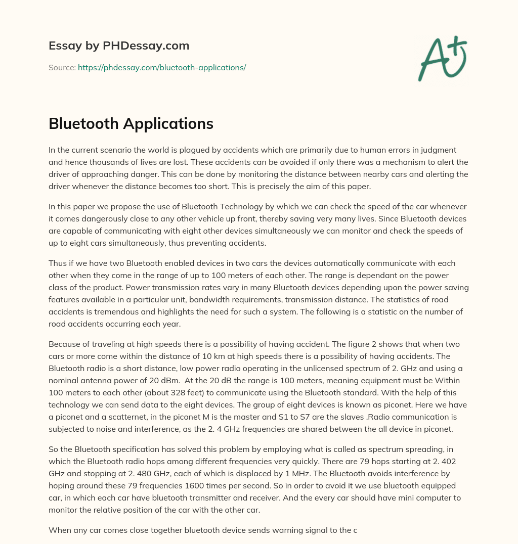 Bluetooth Applications essay