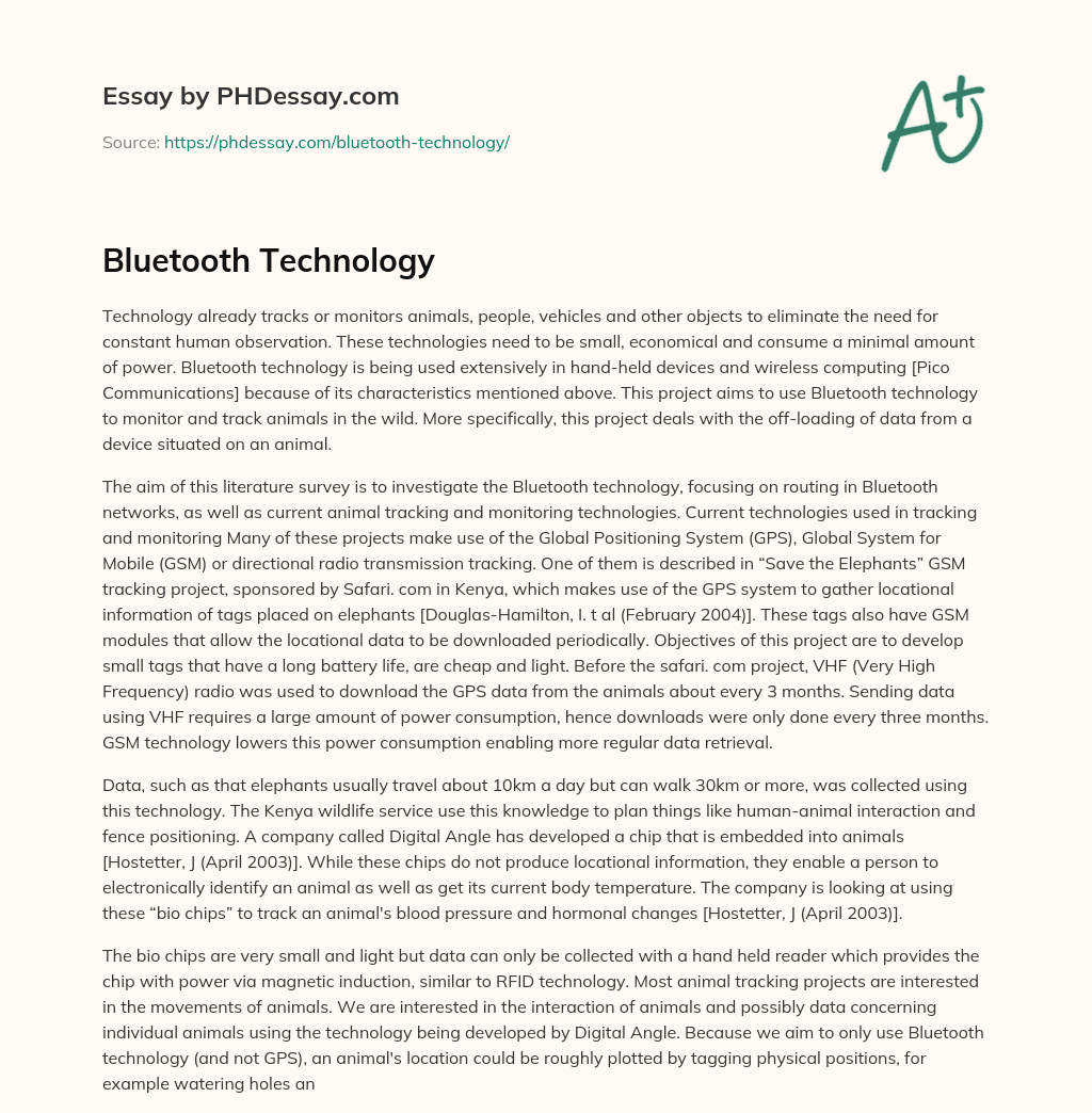 Bluetooth Technology essay