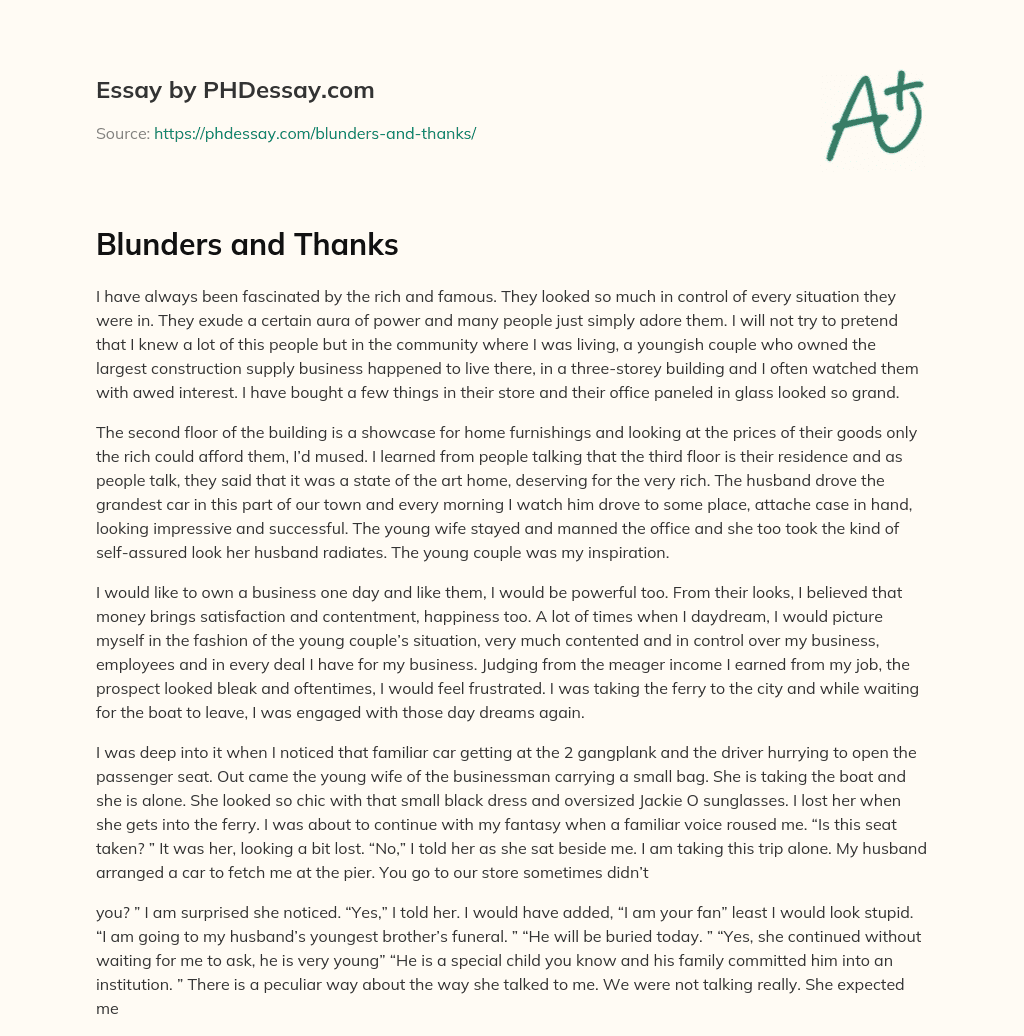 Blunders and Thanks essay
