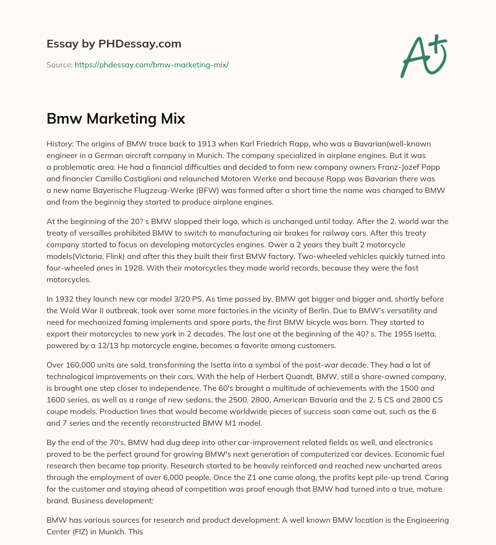 Bmw Marketing Mix essay