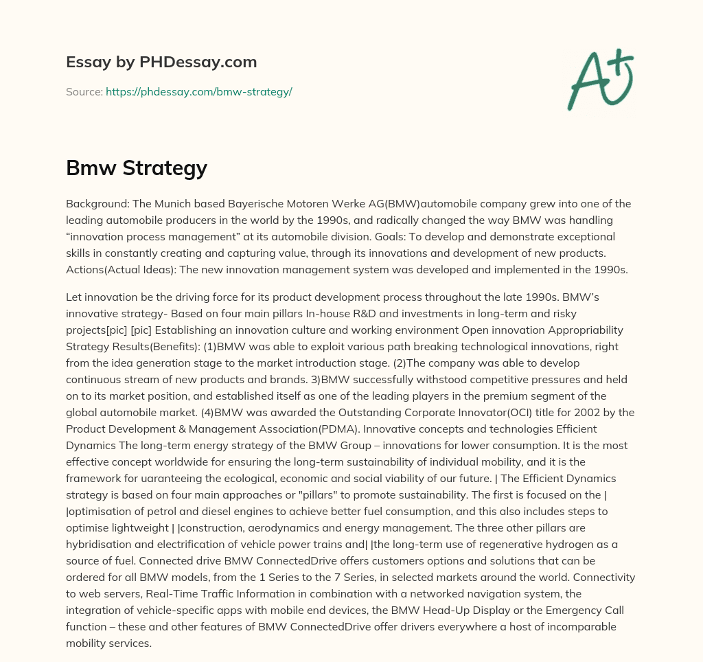 Bmw Strategy essay