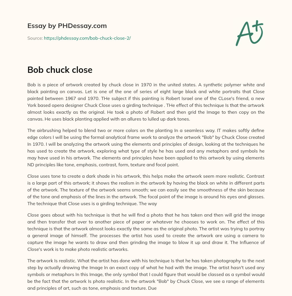 Bob chuck close essay