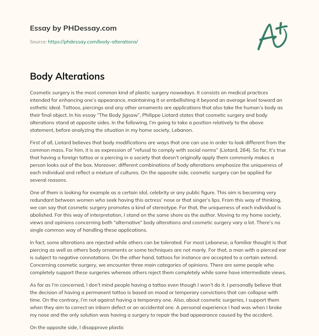 Body Alterations essay