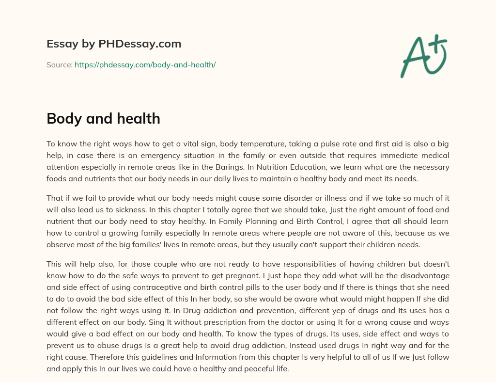 Body and health essay