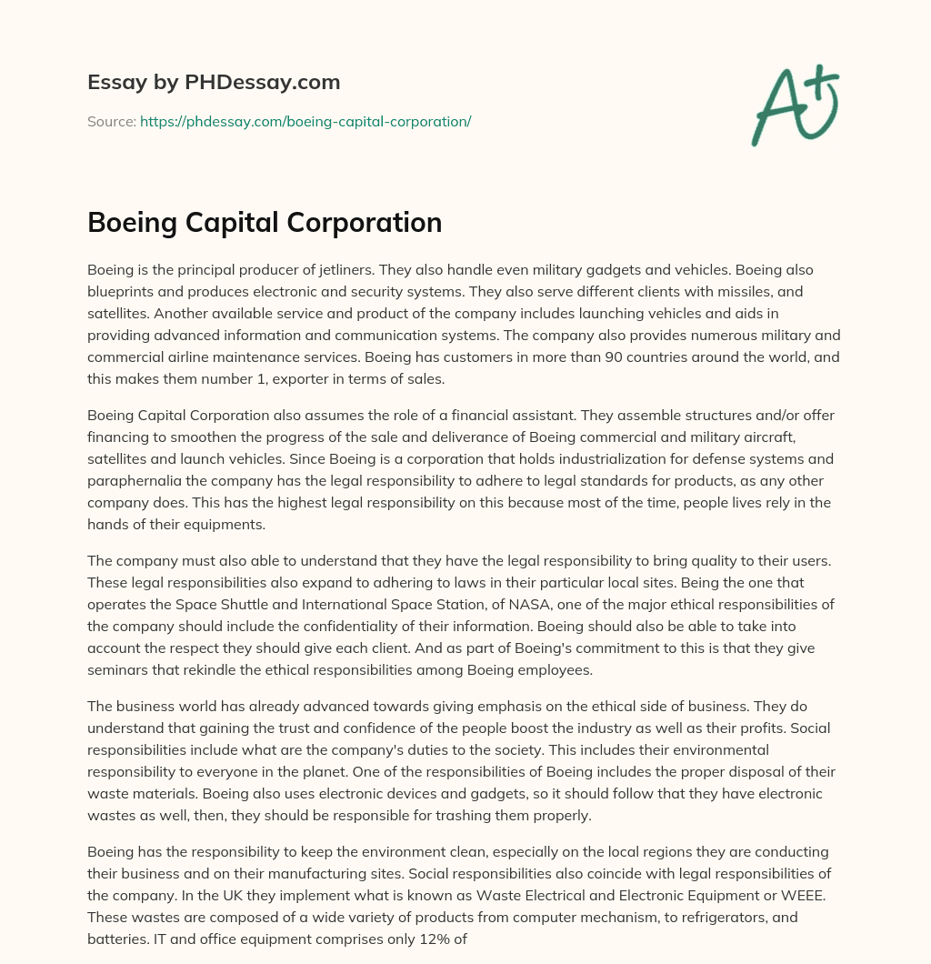 Boeing Capital Corporation essay