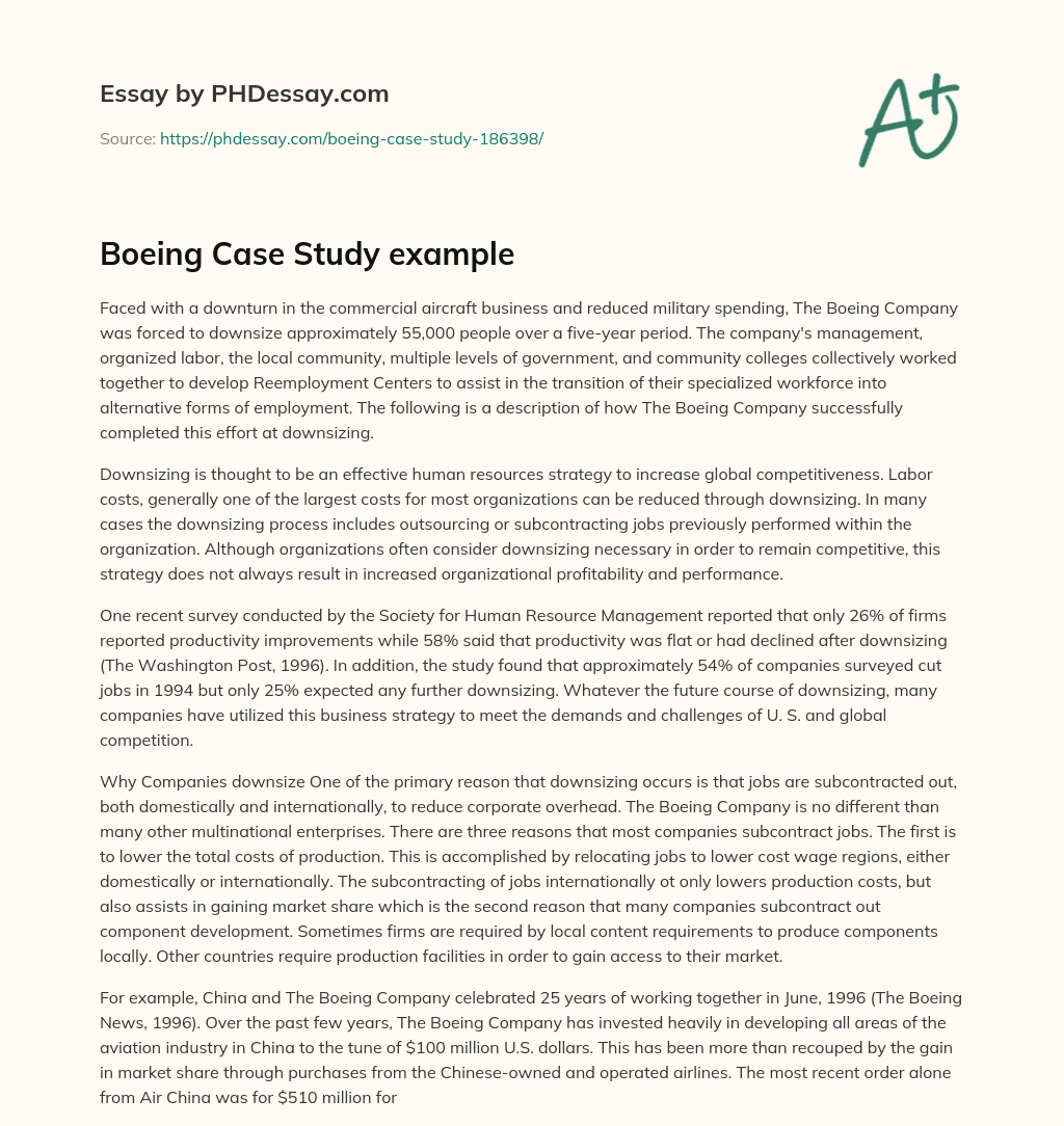 Boeing Case Study example essay