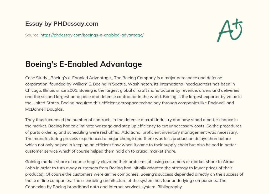Boeing’s E-Enabled Advantage essay