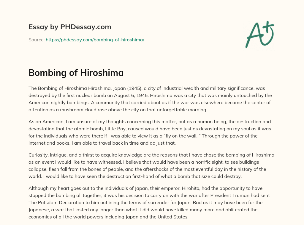 Bombing of Hiroshima essay
